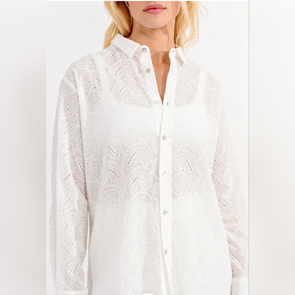 NWT Molly Bracken 100% Cotton Paisley Blouse